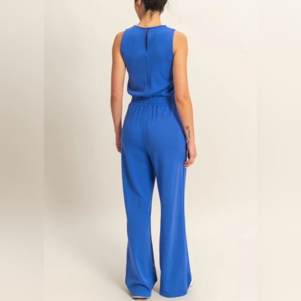 (NWOT) Royal Blue Sleeveless Jumpsuit - Picture 3 of 7